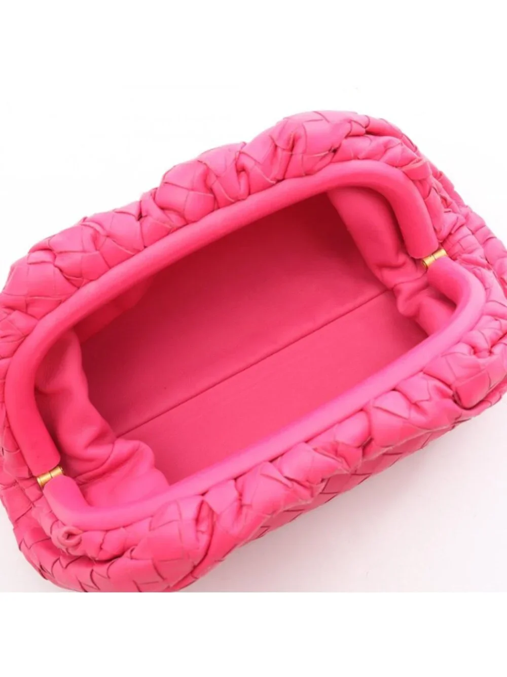 Bottega Veneta Shoulder Bag Mini the Pouch Pink Leather Intrecciato